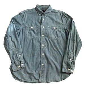 CPO Provisions Chambray Workshirt Button Up Men M Blue Cotton Western Pockets